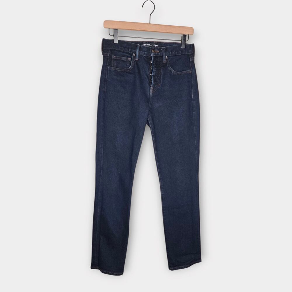 Veronica Beard Ryleigh Slim Straight High Rise Jeans Dark Blue Women's 25
